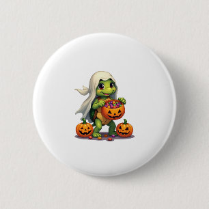 Cute Halloween Turtle Ghost with Candy (8) 6 Cm Round Badge