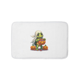 Cute Halloween Turtle Ghost with Candy (8) Bath Mat