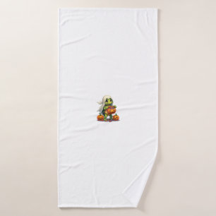Cute Halloween Turtle Ghost with Candy (8) Bath Towel