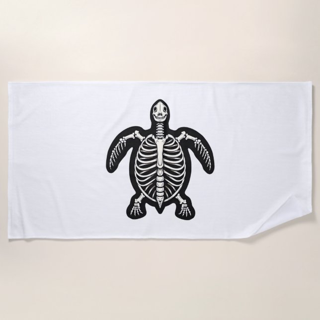 Cute Halloween Turtle Skeleton Tortoise Fossils Ar Beach Towel (Front)