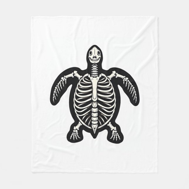 Cute Halloween Turtle Skeleton Tortoise Fossils Ar Fleece Blanket (Front)
