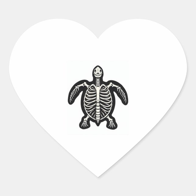 Cute Halloween Turtle Skeleton Tortoise Fossils Ar Heart Sticker (Front)