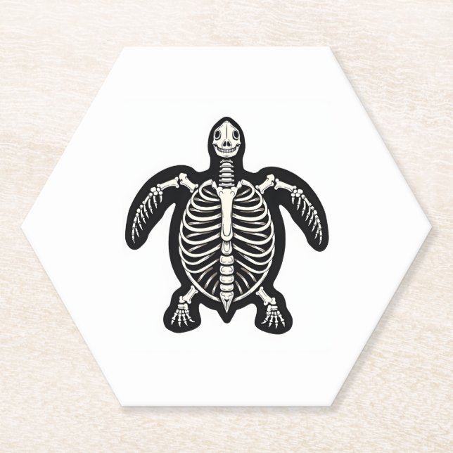 Cute Halloween Turtle Skeleton Tortoise Fossils Ar Paper Coaster (Front)