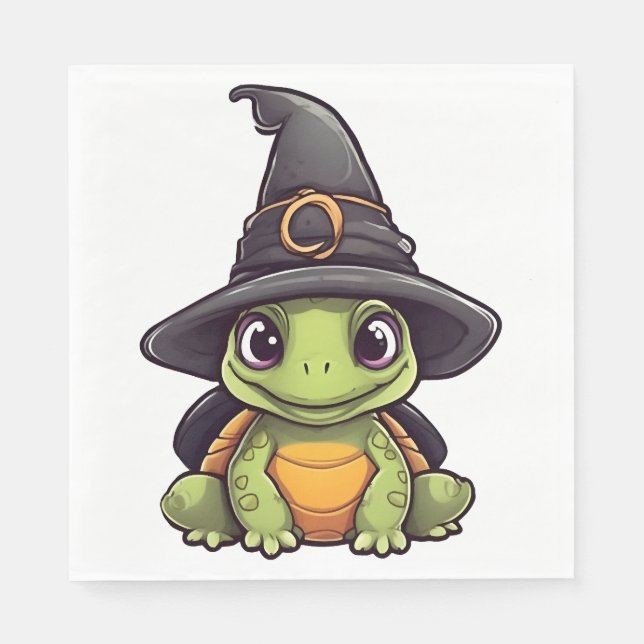 Cute Halloween turtle with a witch hat. Copy Napkin (Front)