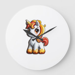 Cute Halloween Unicorn Candy Corn Horn Magical Hor Large Clock