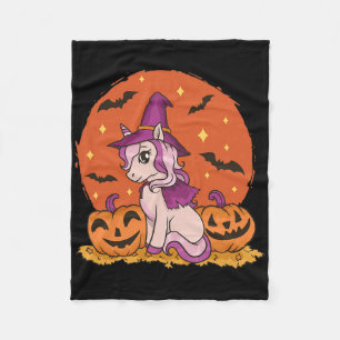 Cute Halloween Unicorn Pumpkin Halloween Autumn Fleece Blanket