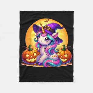 Cute Halloween Unicorn Witch Pumpkin Girls Women S Fleece Blanket