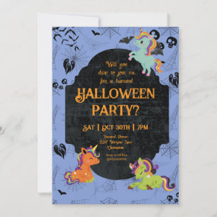 Cute Halloween Unicorns 2 Party Invitation