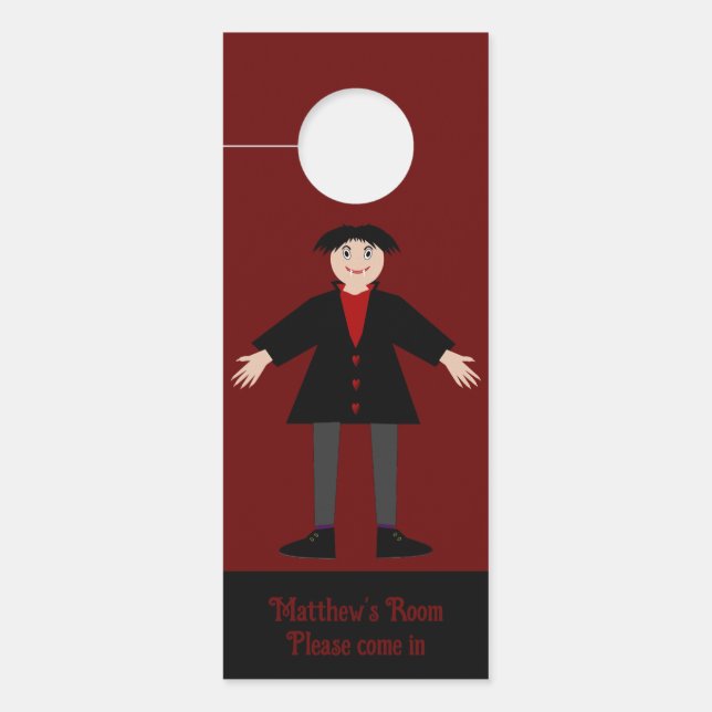 Cute Halloween Vampire Custom Name Double Sided Door Hanger (Front)