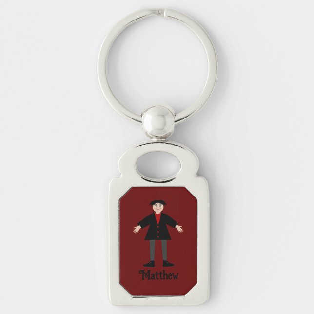 Cute Halloween Vampire Custom Name Key Ring (Front)
