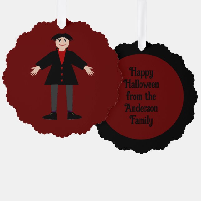 Cute Halloween Vampire Custom Tree Decoration Card (Front/Back)