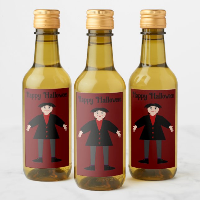 Cute Halloween Vampire Custom Wine Label (Bottles)