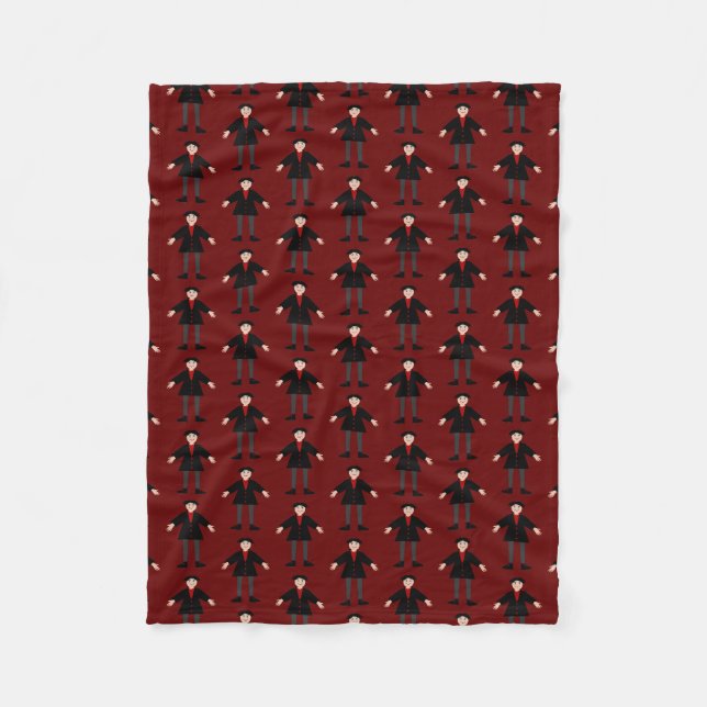 Cute Halloween Vampire Patterned Fleece Blanket (Front)
