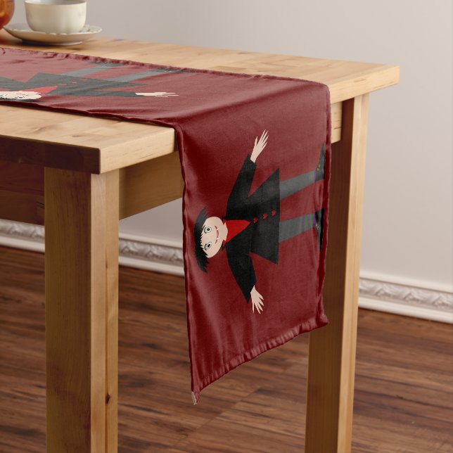 Cute Halloween Vampire Patterned Short Table Runner (In Situ)