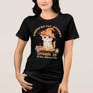 Cute Halloween Vibes Kitty Witch Hat Purrfect Tri-Blend Shirt