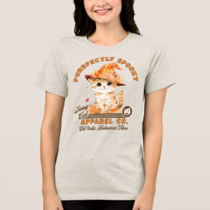 Cute Halloween Vibes Kitty Witch Hat Purrfect Tri-Blend Shirt