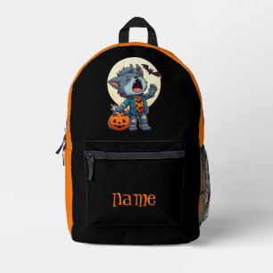 Cute, Halloween werewolf Printed Backpack
