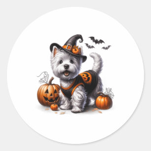 Cute Halloween Westie Tee West Terrier Dog Design  Classic Round Sticker