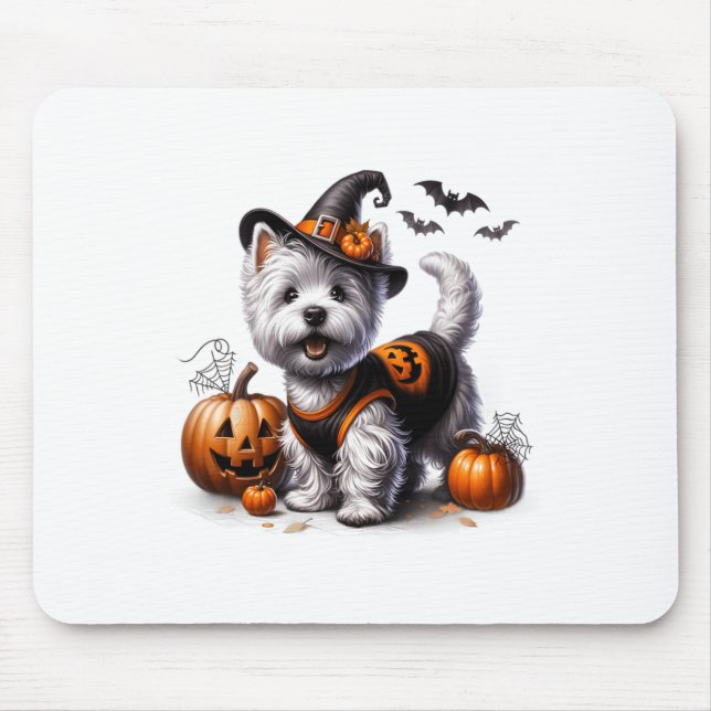 Cute Halloween Westie Tee West Terrier Dog Design  Mouse Pad (Front)