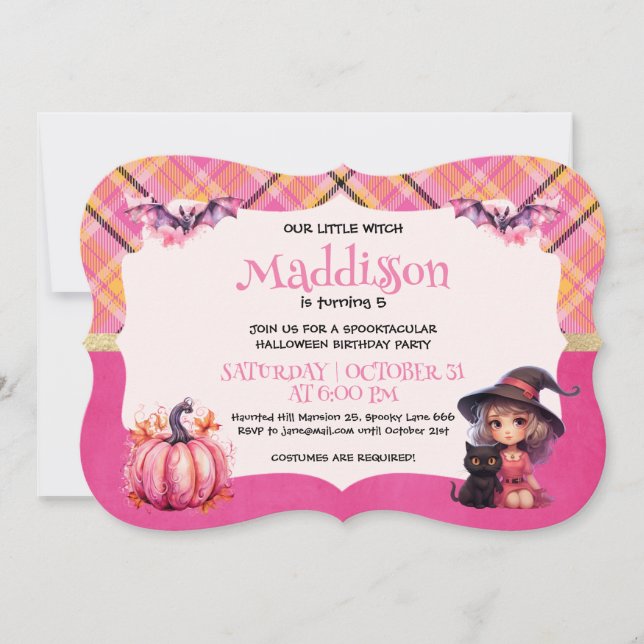 Cute Halloween Witch Birthday Party Invitation (Front)