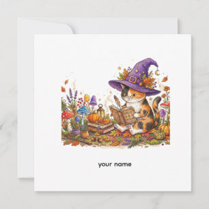 Cute Halloween Witch Cat Herbology Custom Jumbo To Invitation