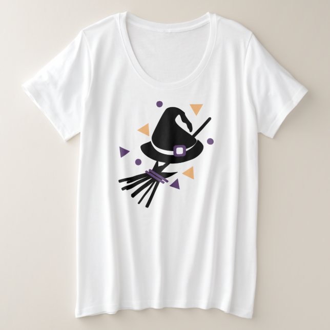 Cute Halloween Witch Confetti Costume Party Plus Size T-Shirt (Design Front)