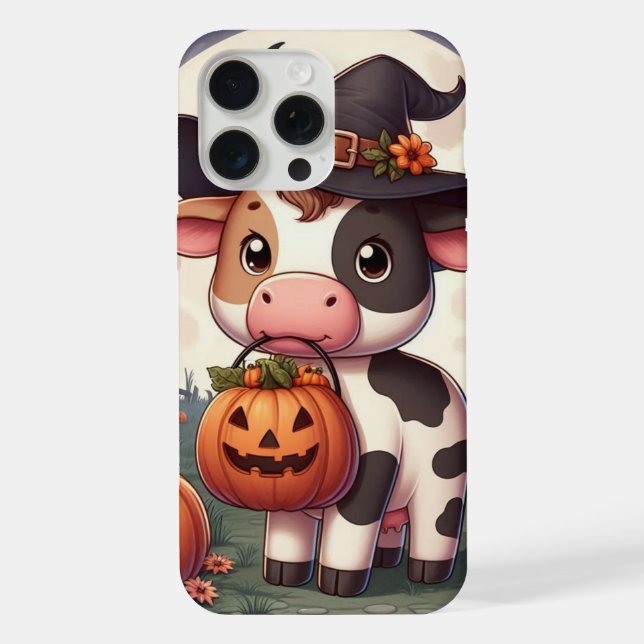 Cute Halloween witch cow iPhone Case (Back)