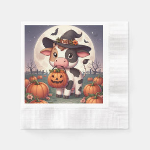 Cute Halloween witch cow Napkin