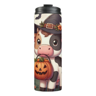 Cute Halloween witch cow Thermal Tumbler