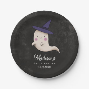 Cute Halloween Witch Ghost Birthday Party Paper Plate