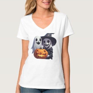 Cute Halloween Witch Ghost Friends 🧙♀️ T-Shirt