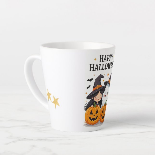 Cute Halloween Witch & Ghost Mug Desig (Left Angle)