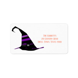 Cute Halloween Witch Hat Personalised Address Label