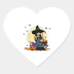 Cute Halloween Witch Heart Sticker