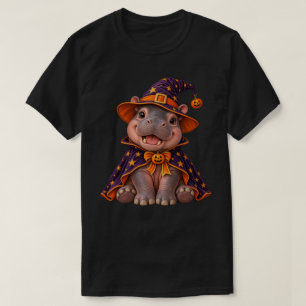 Cute Halloween Witch Hippo Funny Wizard Costume T-Shirt