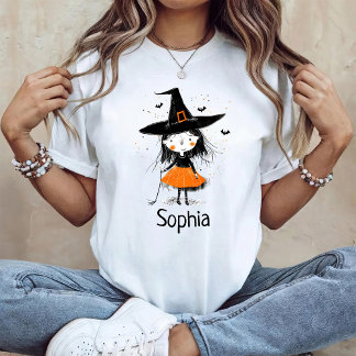 Cute Halloween Witch Illustration T-Shirt