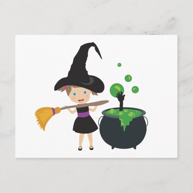 Cute Halloween Witch Postcard (Front)
