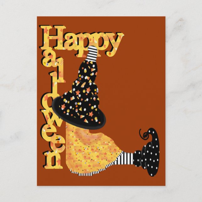 Cute Halloween Witch Postcard (Front)