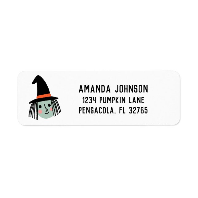 Cute Halloween Witch return address (Front)