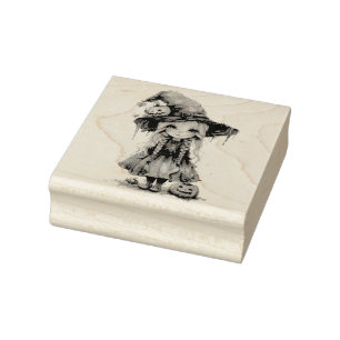 Cute Halloween Witch Rubber Stamp