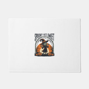 Cute Halloween Witch Spooky Yet Sweet Vintage Tee_ Doormat