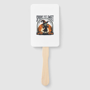 Cute Halloween Witch Spooky Yet Sweet Vintage Tee_ Hand Fan
