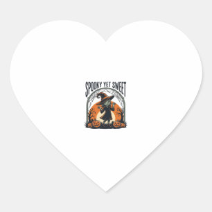 Cute Halloween Witch Spooky Yet Sweet Vintage Tee_ Heart Sticker