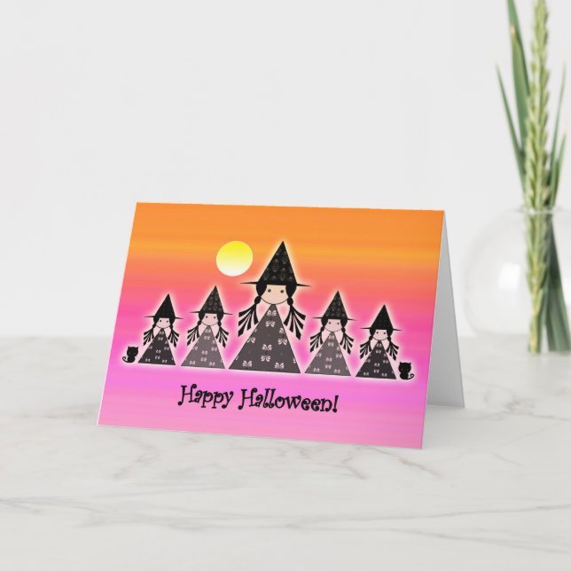 Cute Halloween Witches Card (Front)