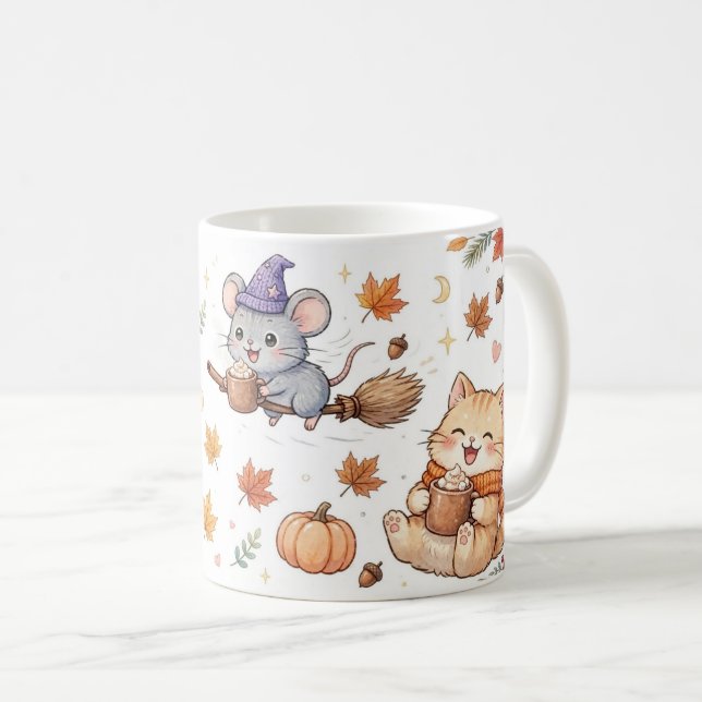 Cute Halloween Wizard Animals Mug (Front Right)
