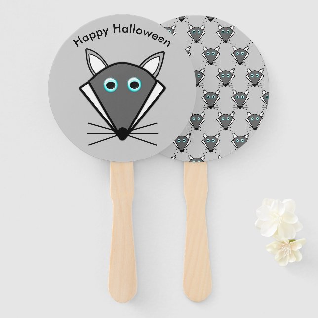 Cute Halloween Wolf Custom Hand Fan (Front and Back)