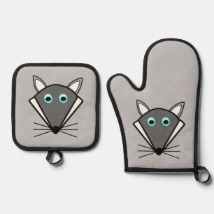 Cute Halloween Wolf Oven Mitt & Pot Holder Set