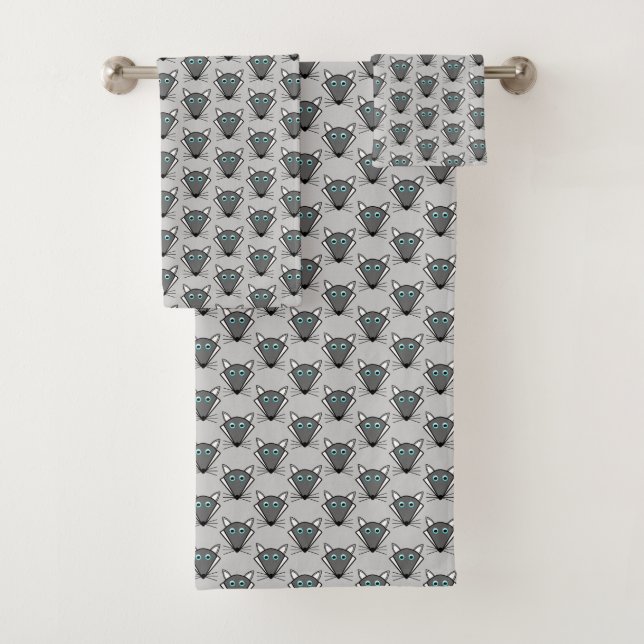 Cute Halloween Wolf Patterned Towels (Insitu)
