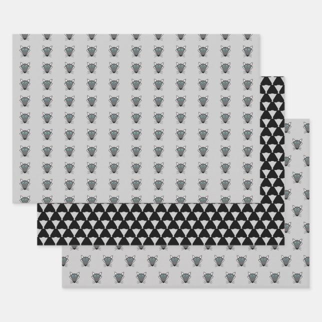 Cute Halloween Wolf Wrapping Paper Sheet (Set)