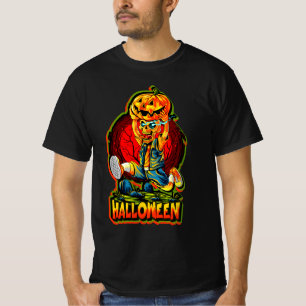 Cute Halloween Zombie Monster Running with Pumpkin T-Shirt